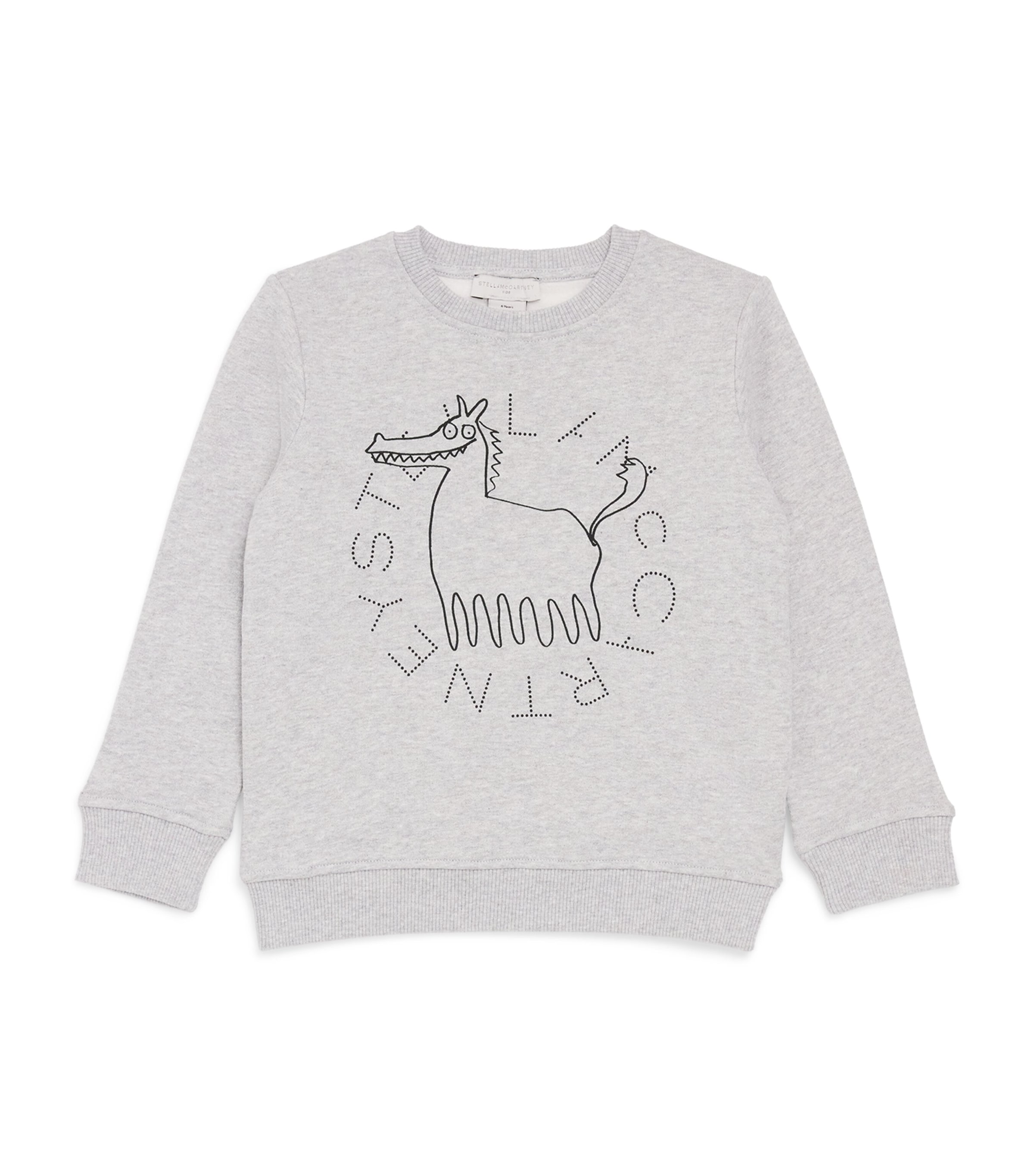 Stella McCartney Kids Cotton Logo Drawing Sweatshirt (2-14 Years) Grigio Medio Mel. Image 1
