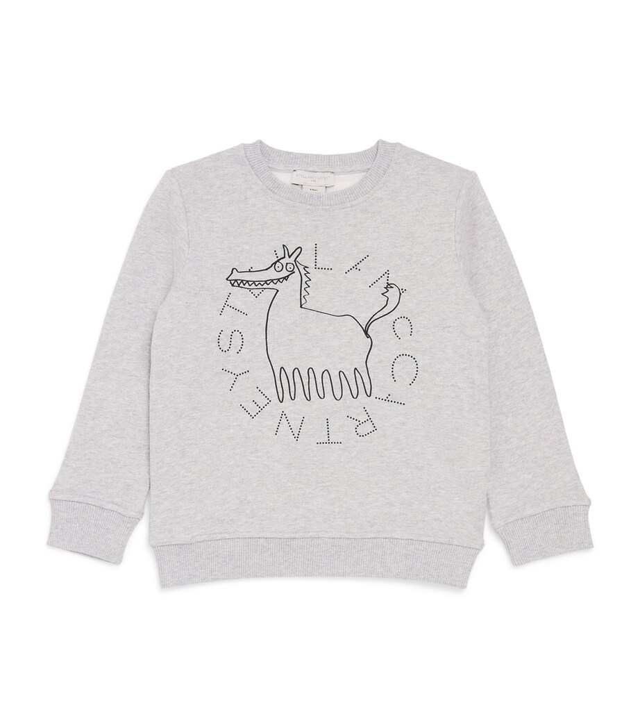 Stella McCartney Kids Cotton Logo Drawing Sweatshirt (2-14 Years) Grigio Medio Mel. Image 1