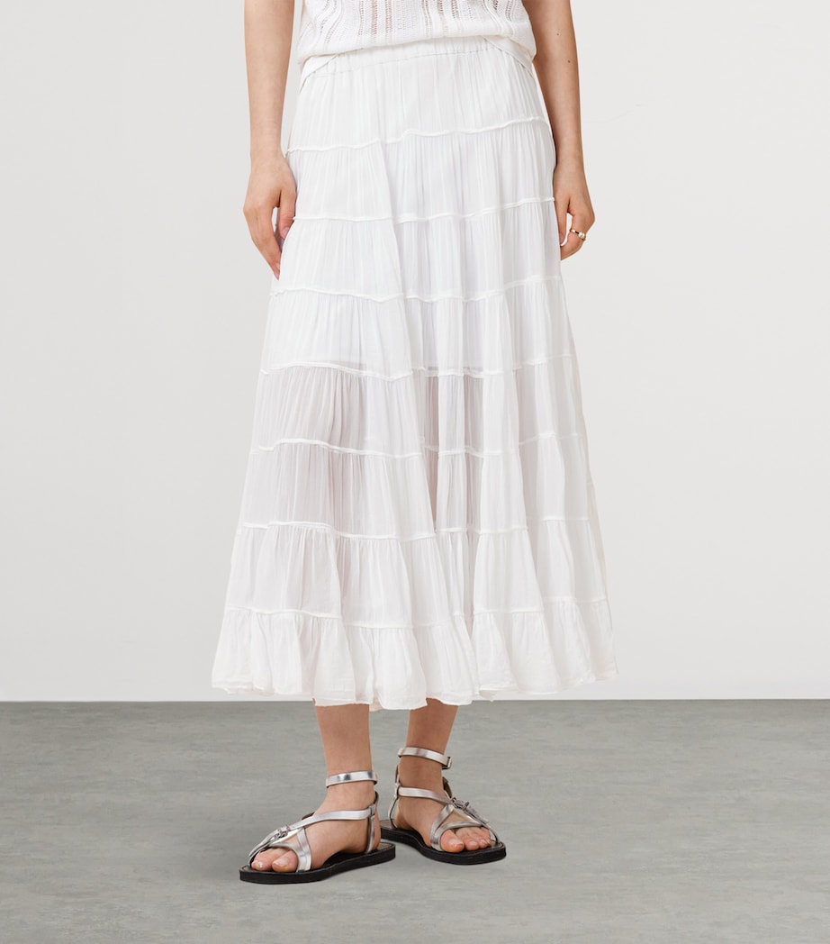 AllSaints Womens Eva Tiered Midi Skirt Chalk White Image 5