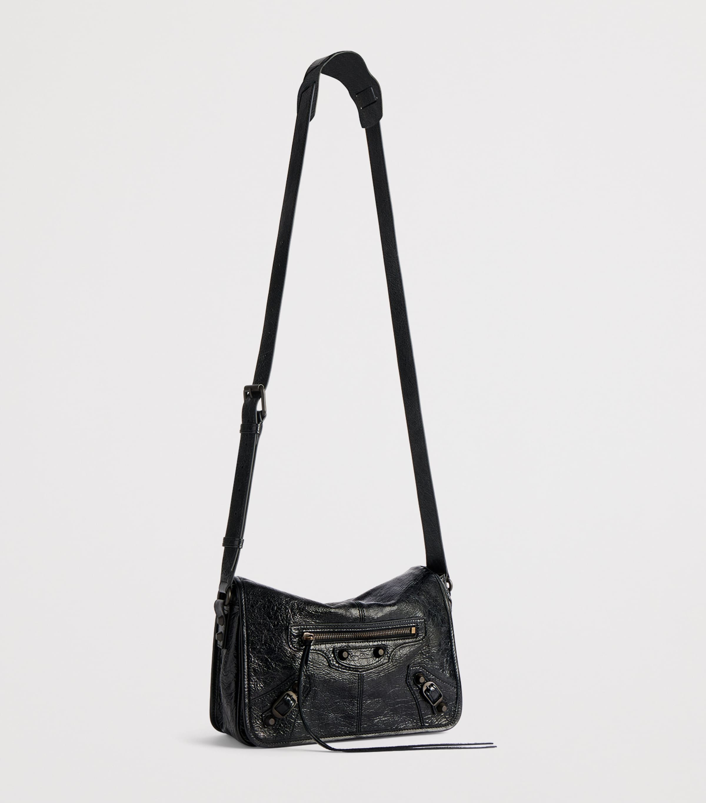 Balenciaga Black Crinkled Calfskin Le City Messenger Bag | Harrods US