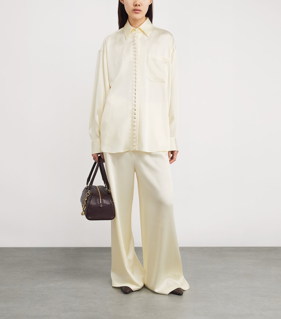 Satin Faux Pearl-Trim Shirt 9210 BUTTERMILK Image 2