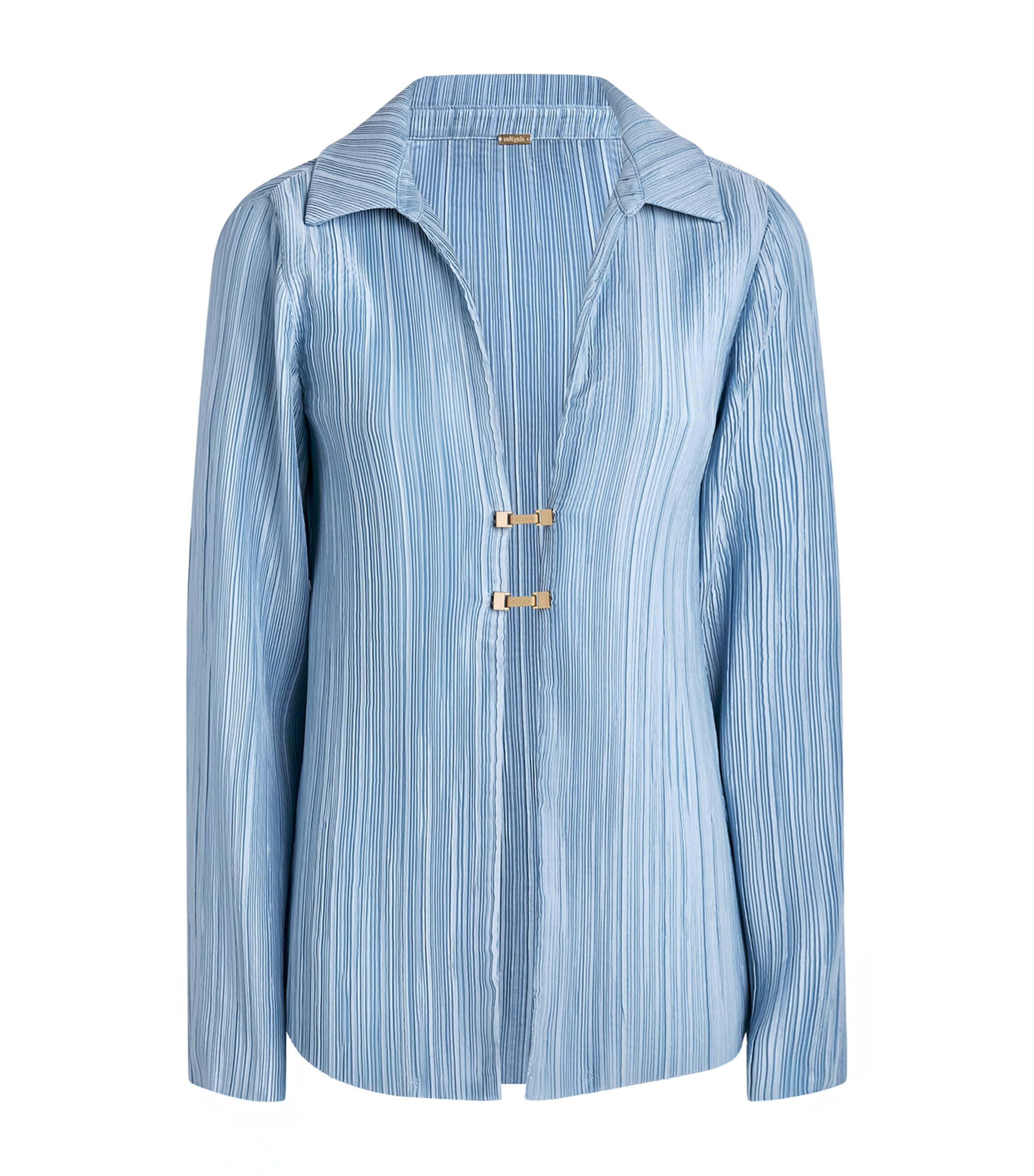 Cult Gaia Womens Clarabelle Origami Plissé Shirt Coastal Image 1