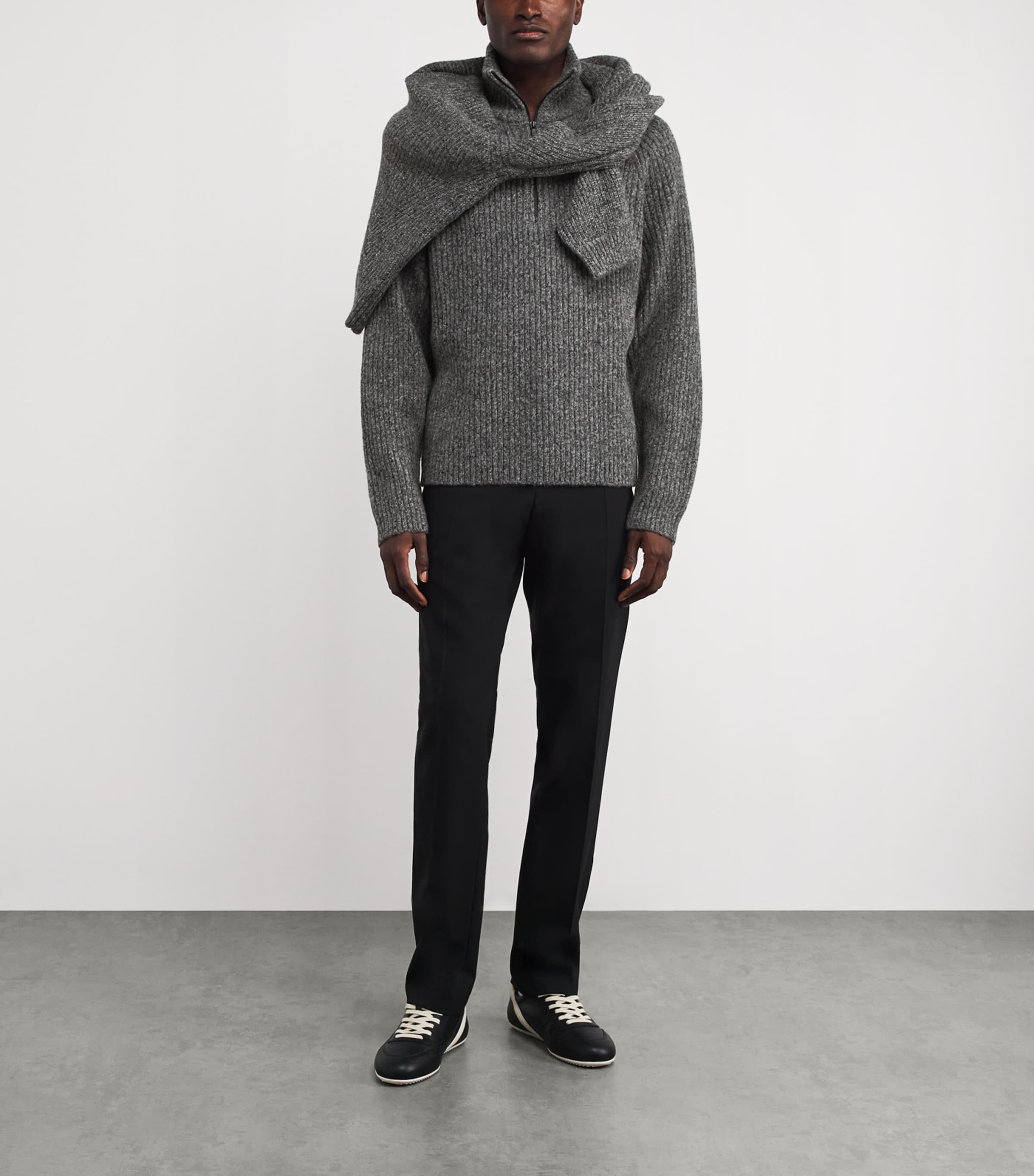 Wool-Blend Victor Half-Zip Sweater DARK GREY MELANGE Image 2