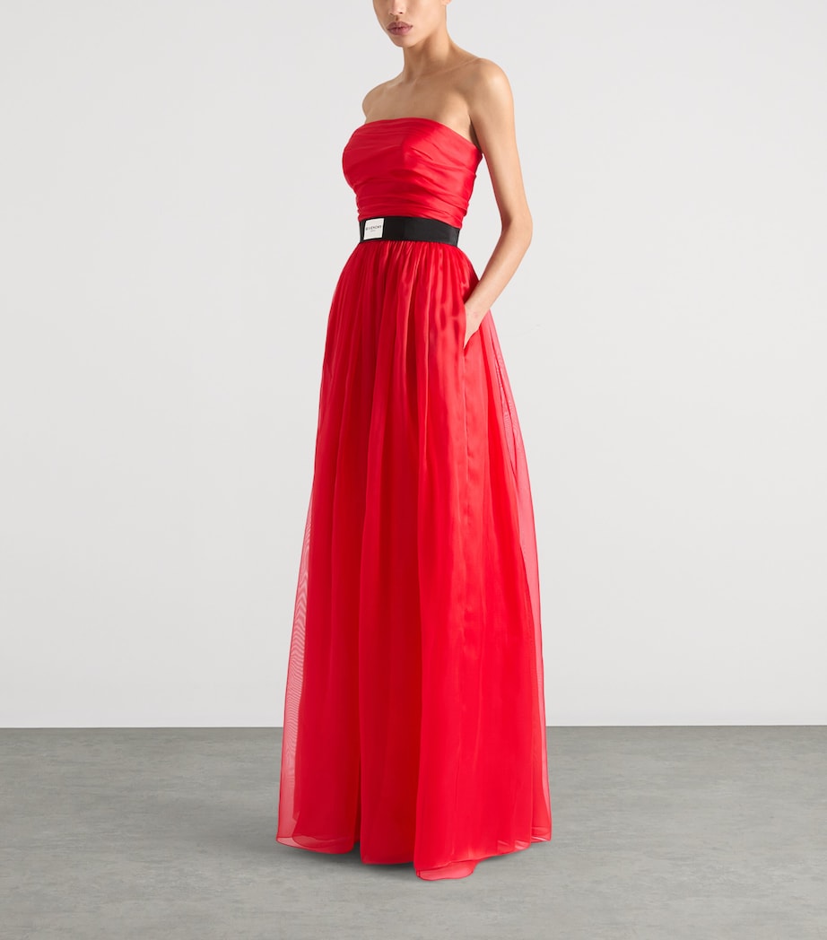 Silk Strapless Maxi Dress VERMILLON Image 3