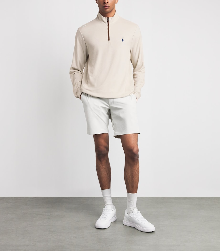RLX Ralph Lauren Mens Cotton-Blend Quarter-Zip Sweater New Sand Heather Image 2