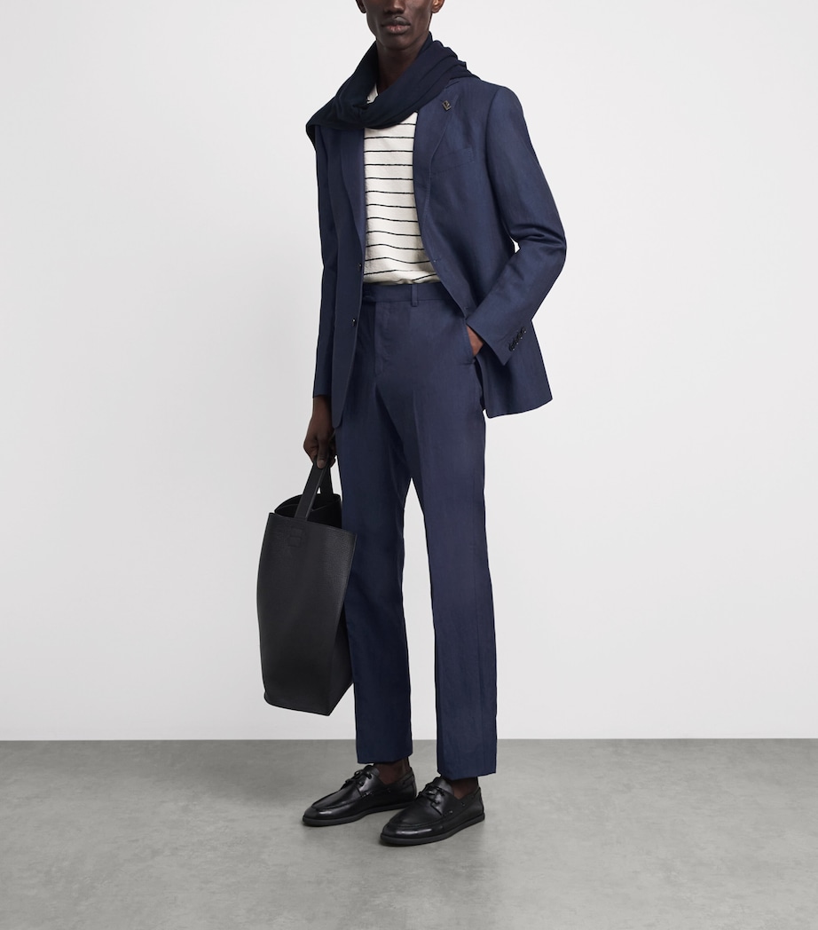 Pal Zileri Mens Cotton-Linen Vicenza 2-Piece Suit Blue Navy Image 2