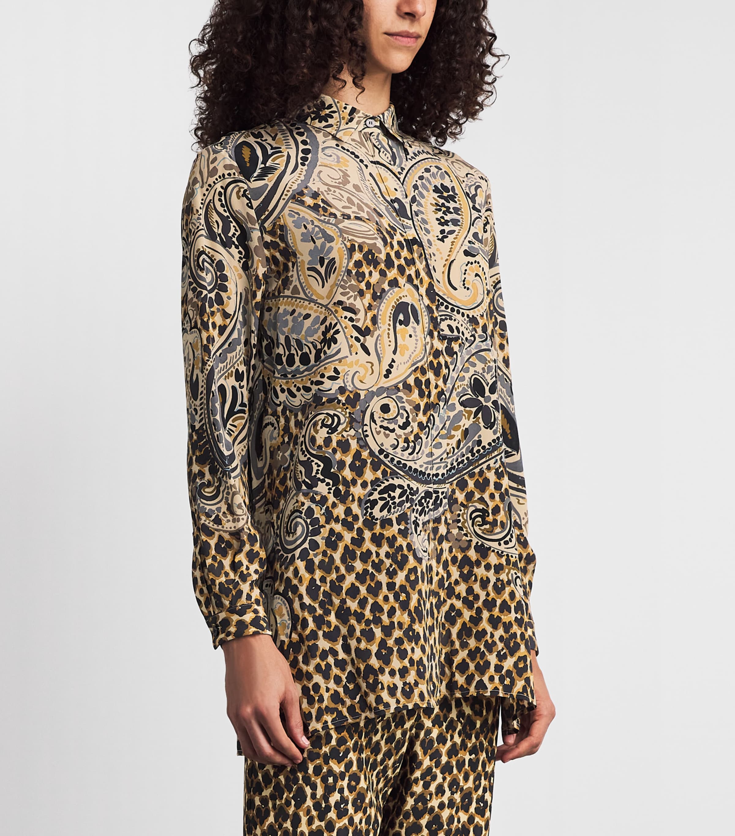 Etro Womens Silk Leopard Shirt Beige Image 4