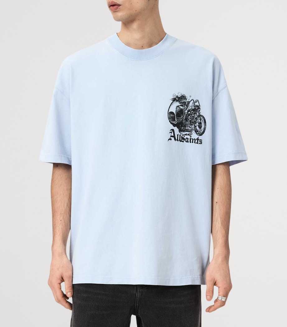AllSaints Mens Organic Cotton Oversized Panhead T-Shirt Villa Blue Image 7
