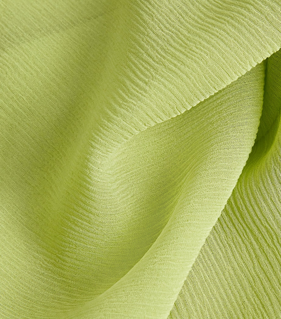 Silk Feather-Trim Lanzarote Garden Kaftan APPLE Image 5