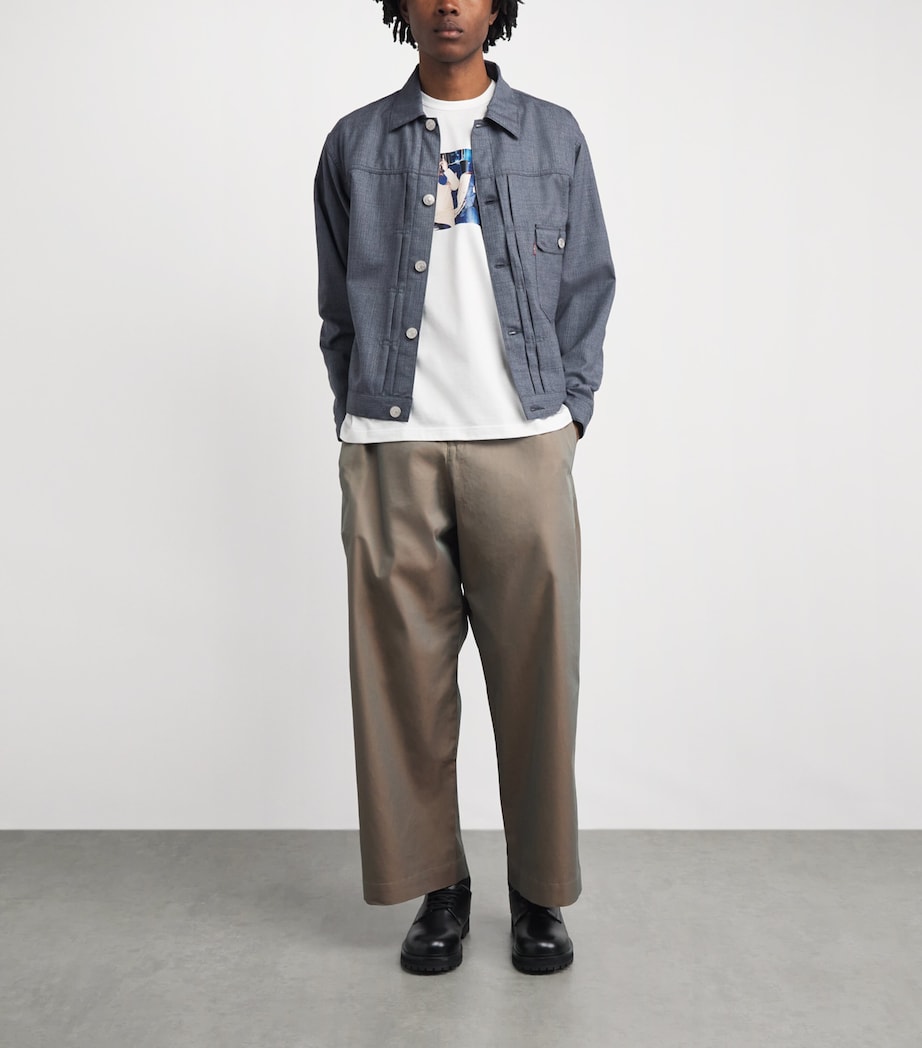 Junya Watanabe MAN Mens Wool Trucker Jacket Blue Gray Image 2