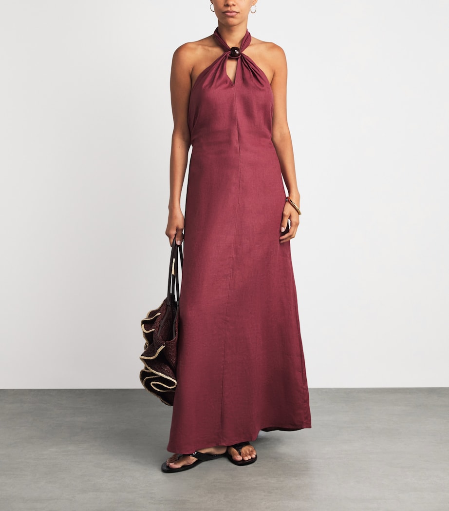 Faithfull The Brand Womens Linen Halterneck Lourdes Maxi Dress Rhubarb Image 2
