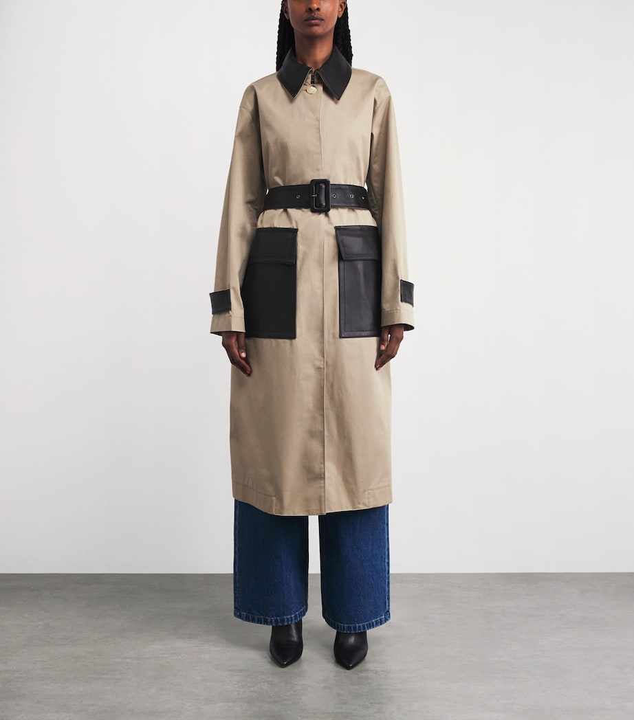 Joseph Womens Cotton Zaman Trench Coat Dark Powder Image 4