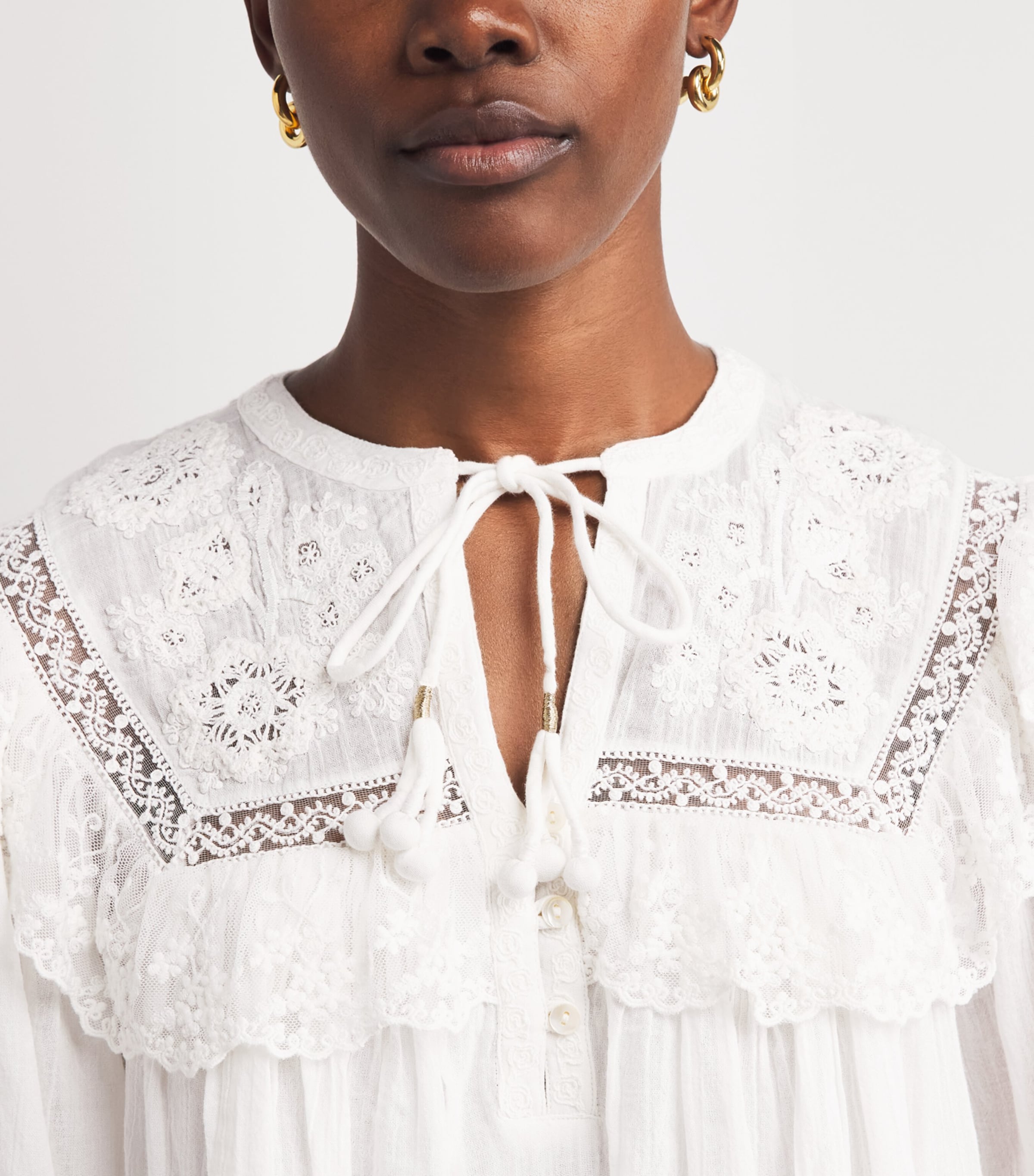 Rixo Womens Cotton Embroidered Inez Mini Dress Lilly Embr Ivory Image 3