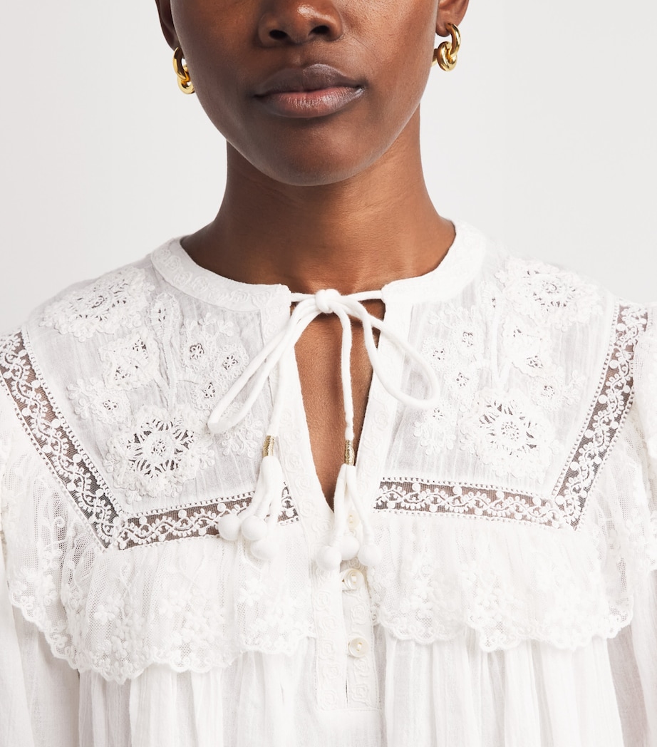 Rixo Womens Cotton Embroidered Inez Mini Dress Lilly Embr Ivory Image 3