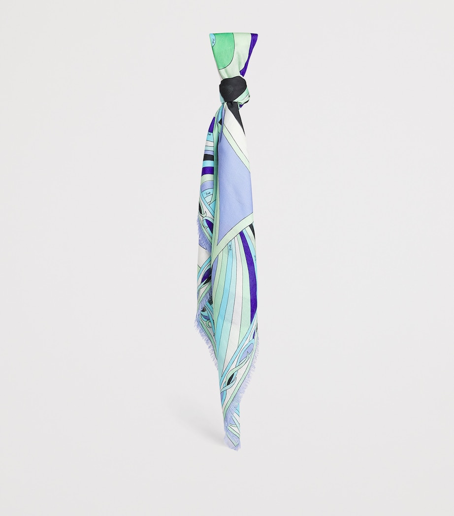 Wool-Silk Printed Pashmina 002 VERDE/LILLA Image 3