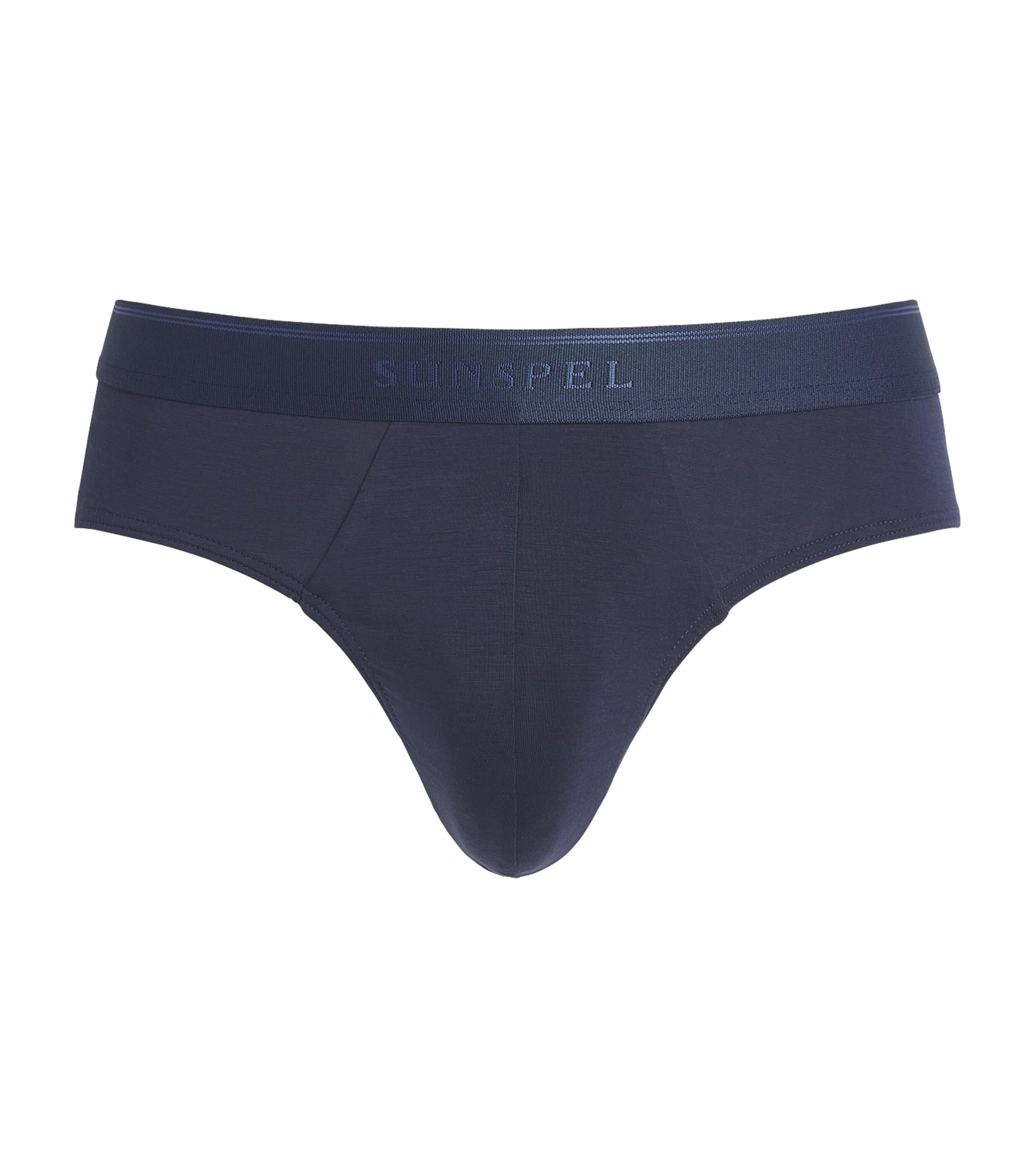 Sunspel Mens Stretch-Cotton Briefs Buaa Navy Image 1