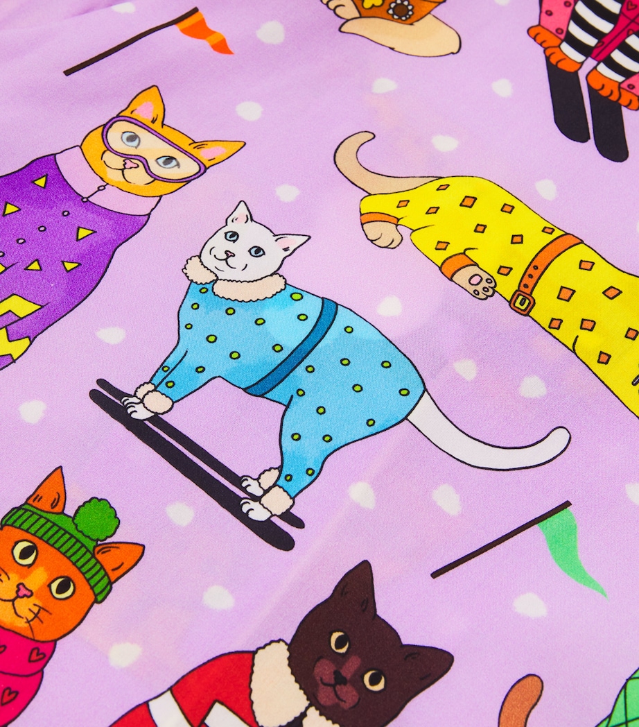 Skiing Cats Print Pyjama Set (2-13 Years) LILAC Image 4