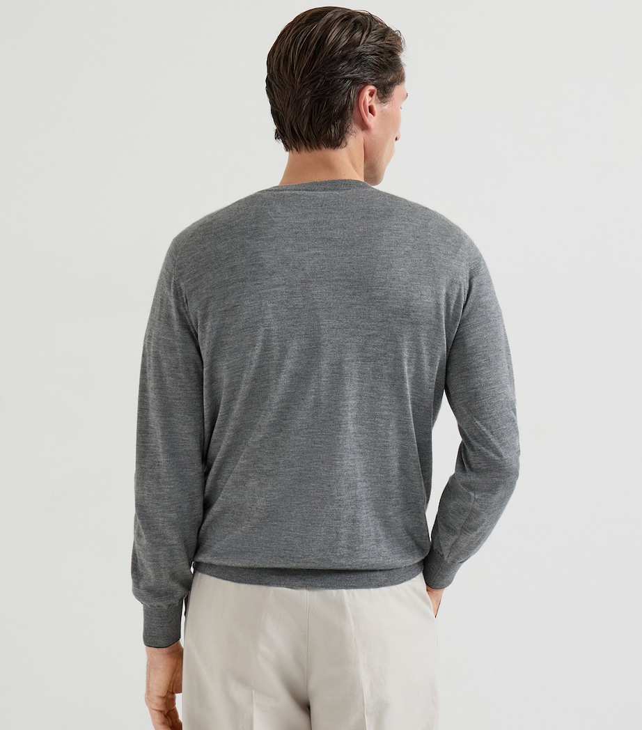 Brunello Cucinelli Mens Cashmere-Silk Crew-Neck Sweater Image 5