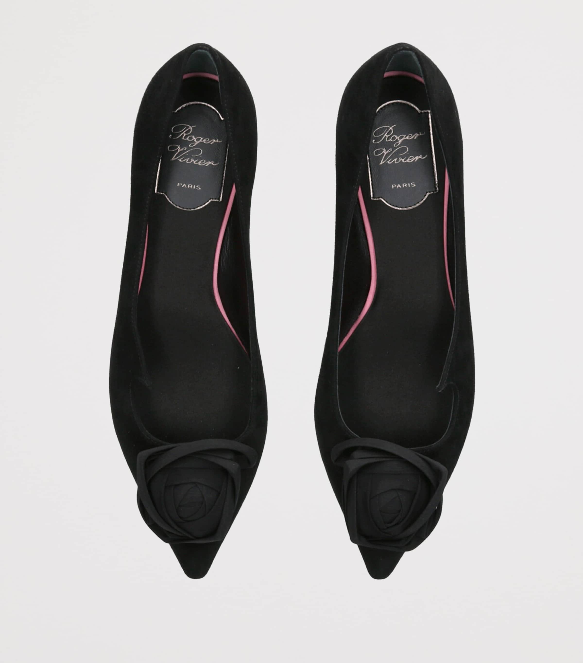 Suede I Love Vivier Rose Ballet Flats BLACK Image 4