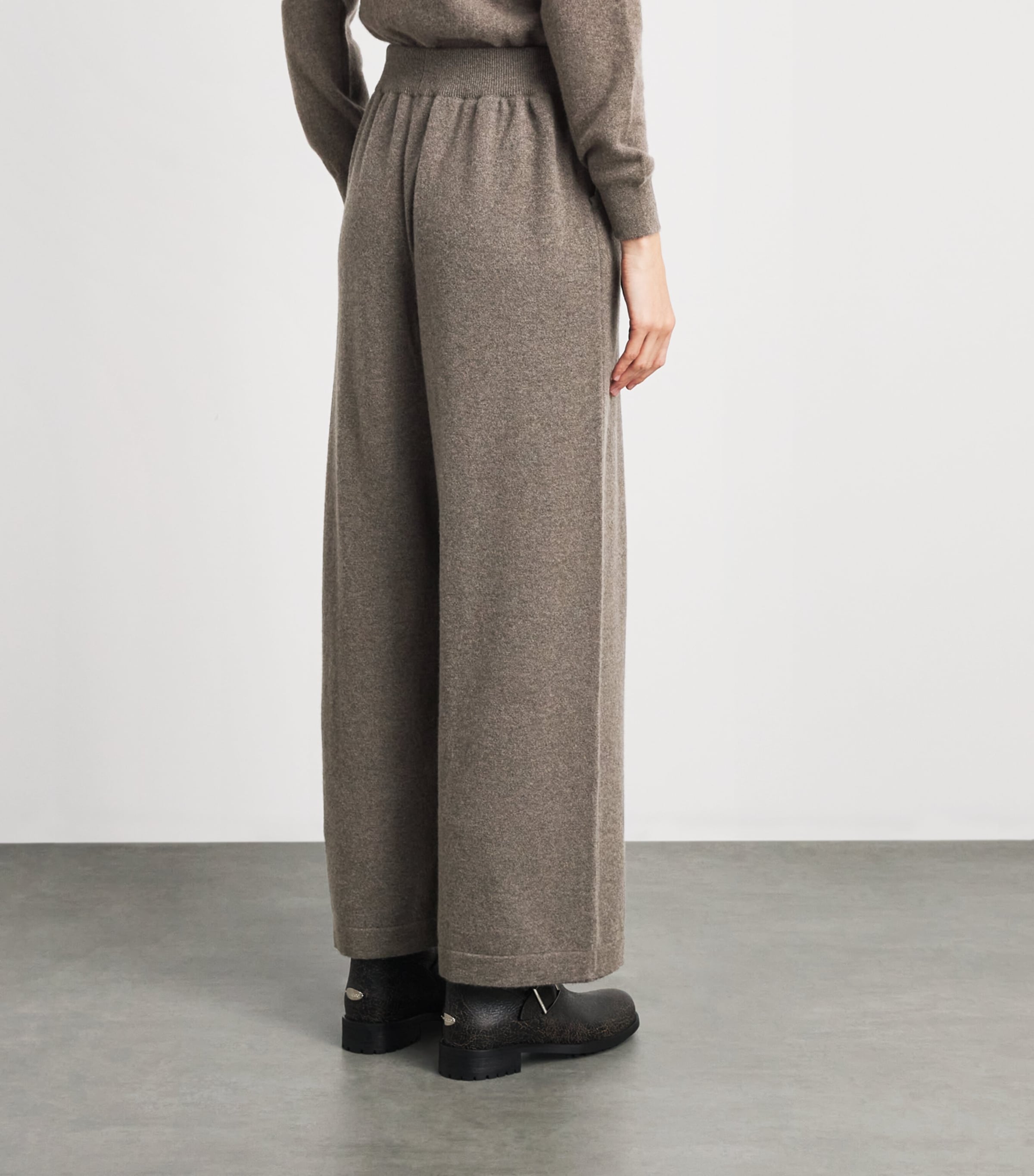 Johnstons Of Elgin Womens Cashmere-Blend Coll Knitted Trousers Heathcot Image 5