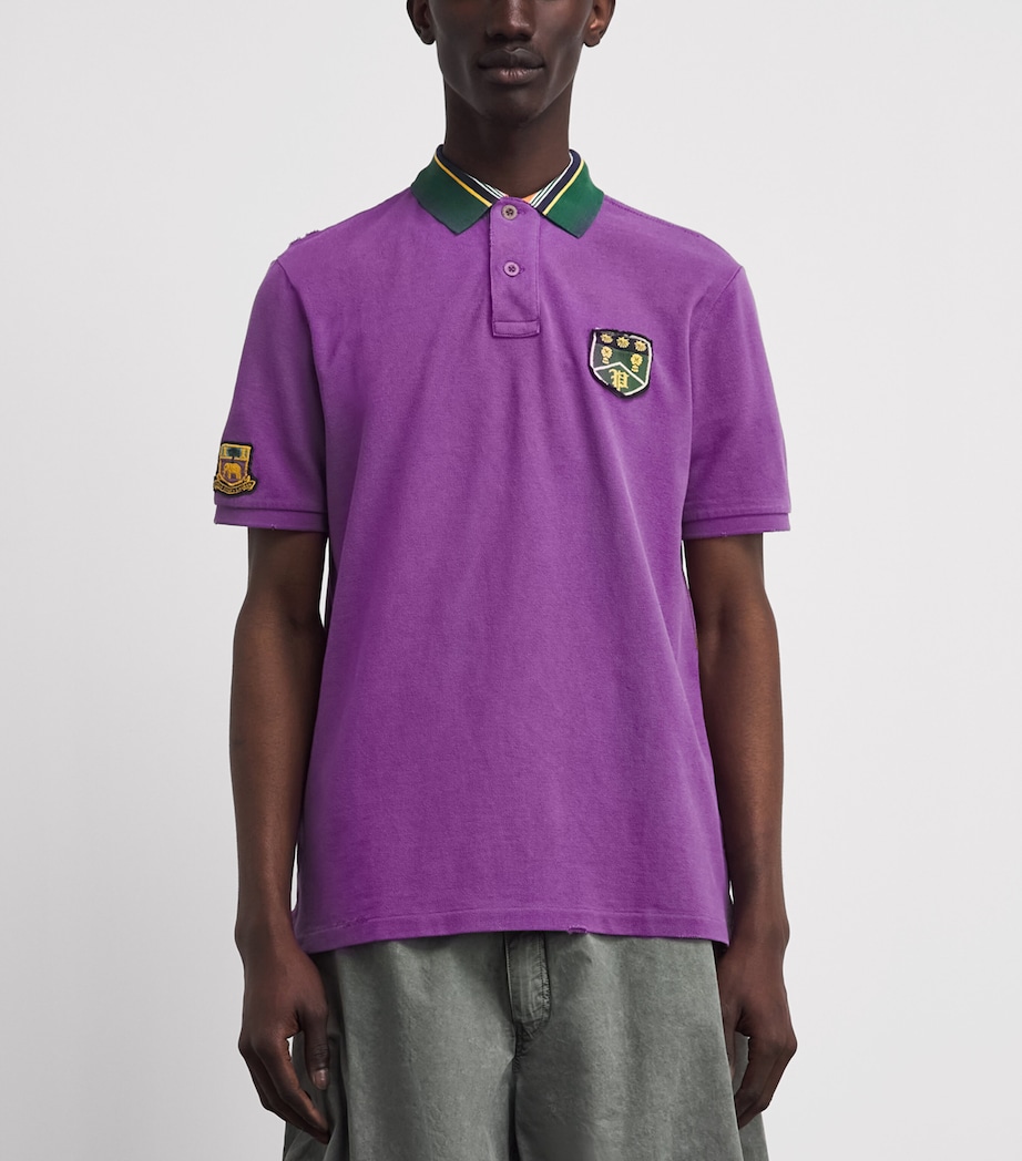 Polo Ralph Lauren Mens Cotton Crest Polo Shirt Paloma Purple Image 4