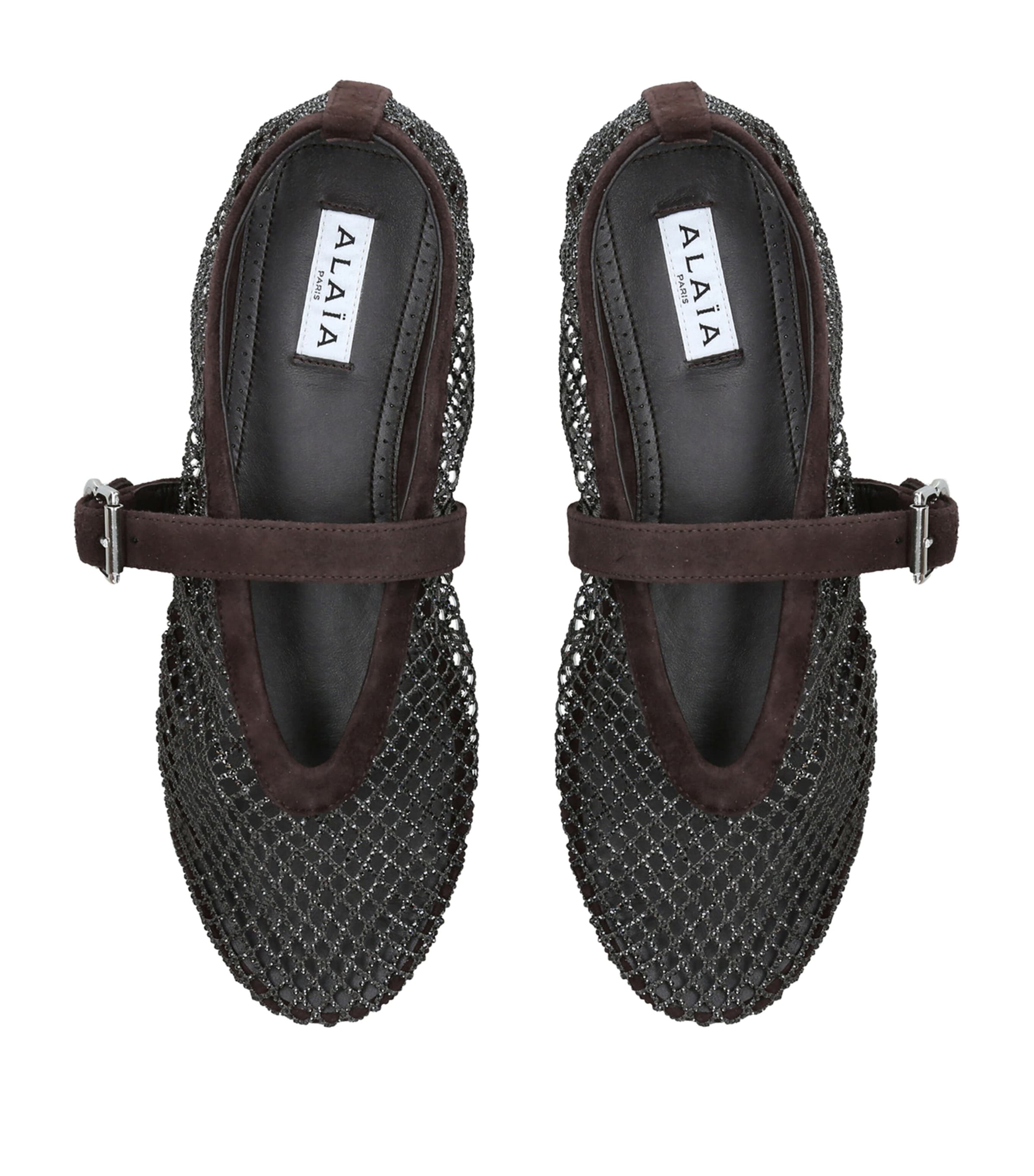 Alaïa Suede Mesh Ballet FLats Dk.brn Com Image 4