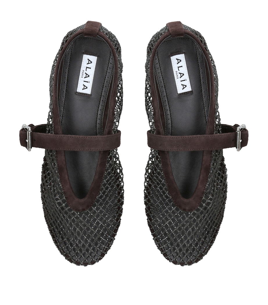 Alaïa Suede Mesh Ballet FLats Dk.brn Com Image 4