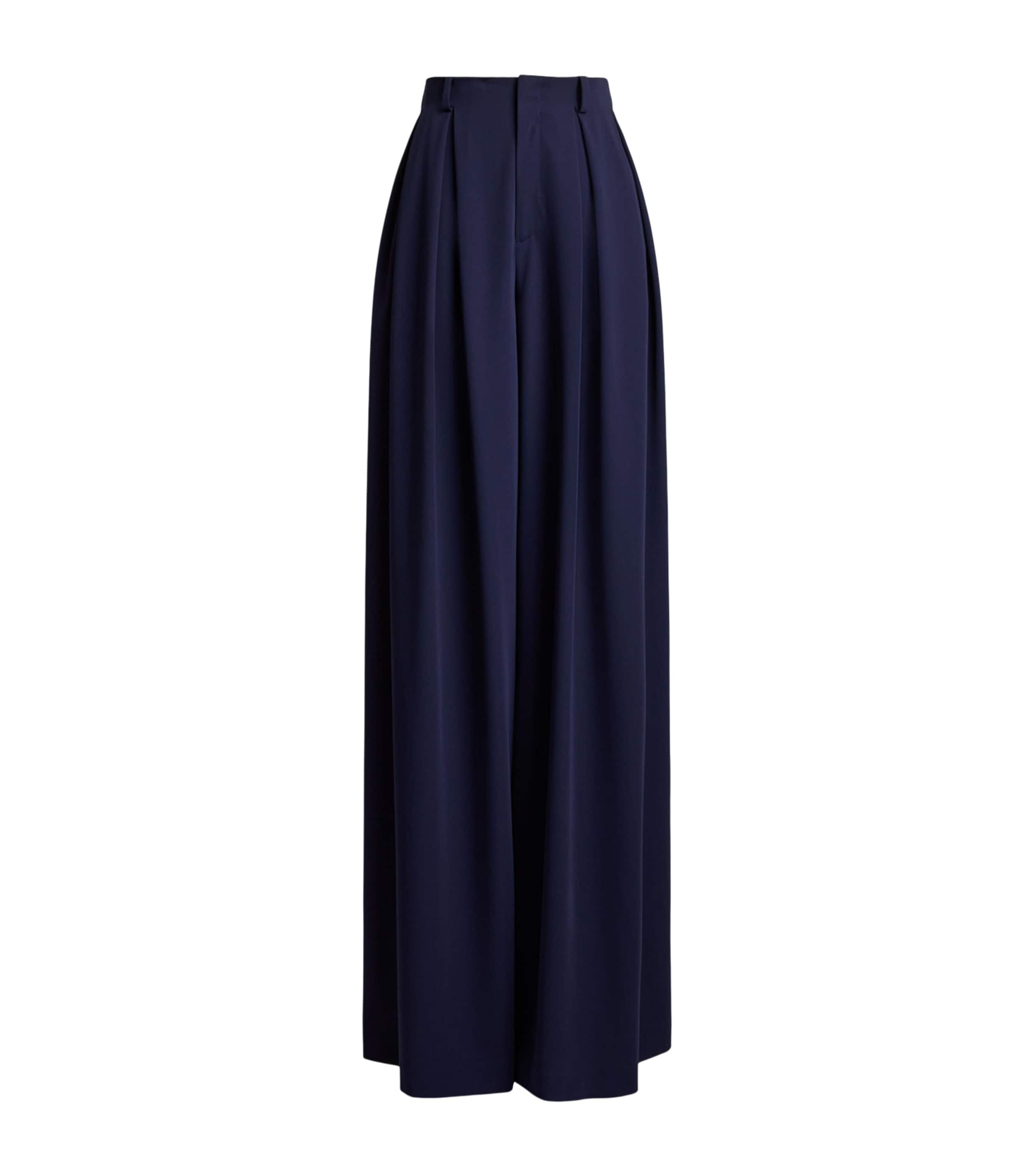 Ralph Lauren Collection Womens Wool Greer Wide-Leg Trousers Navy Image 1