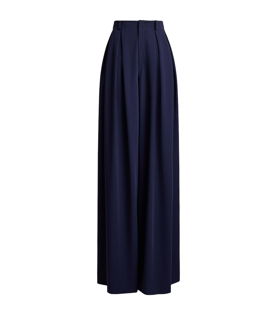 Ralph Lauren Collection Womens Wool Greer Wide-Leg Trousers Navy Image 1