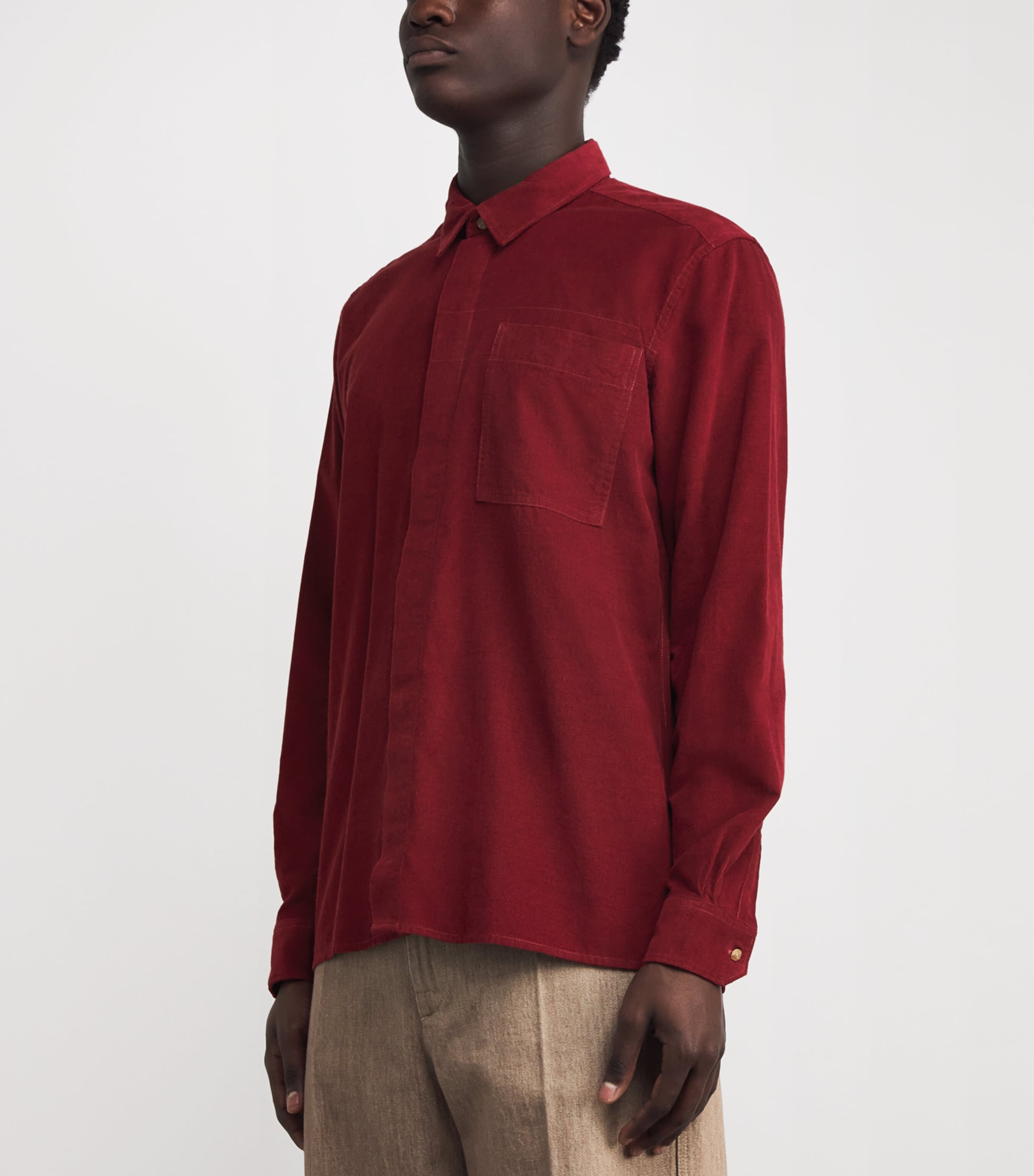 Barbour Mens Cotton Corduroy Hatcliff Shirt Fired Brick Image 3