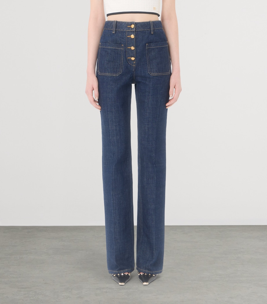 Valentino Womens Patch Pocket High-Rise Jeans Image 3