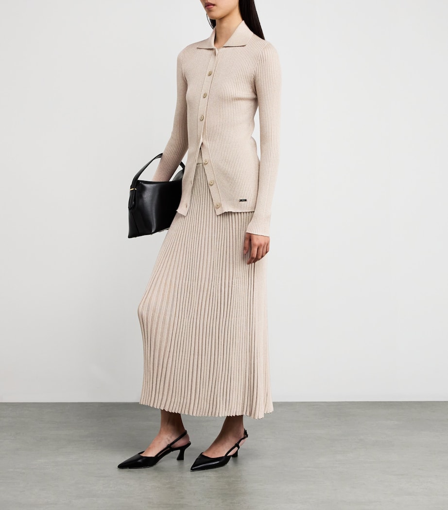 Wool-Blend Shimmer Midi Skirt BEIGE/BEIGE Image 2