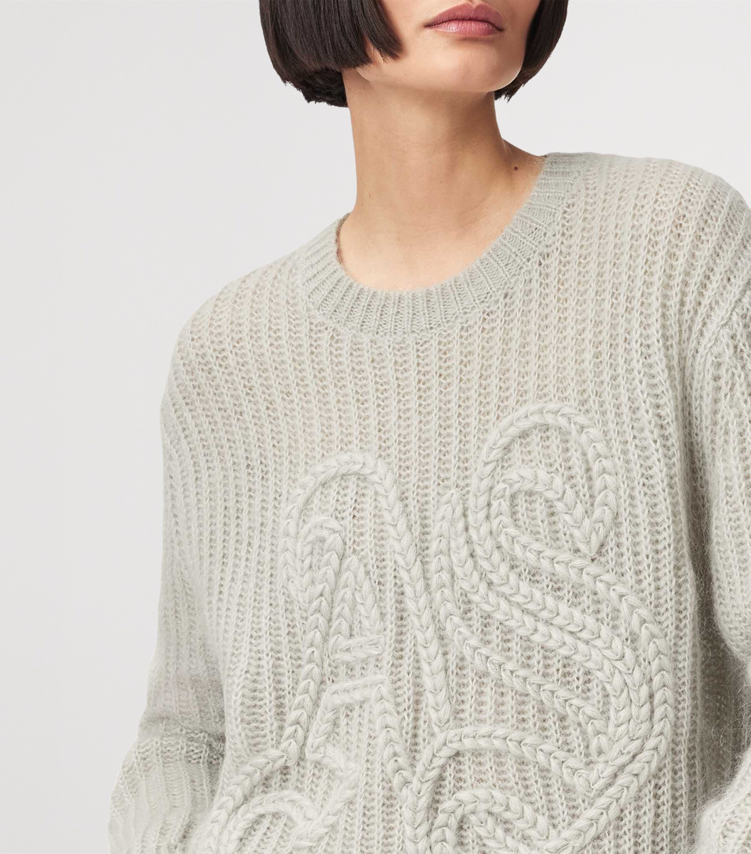 Wool-Blend Chain Sweater PALE LAUREL GREEN Image 7