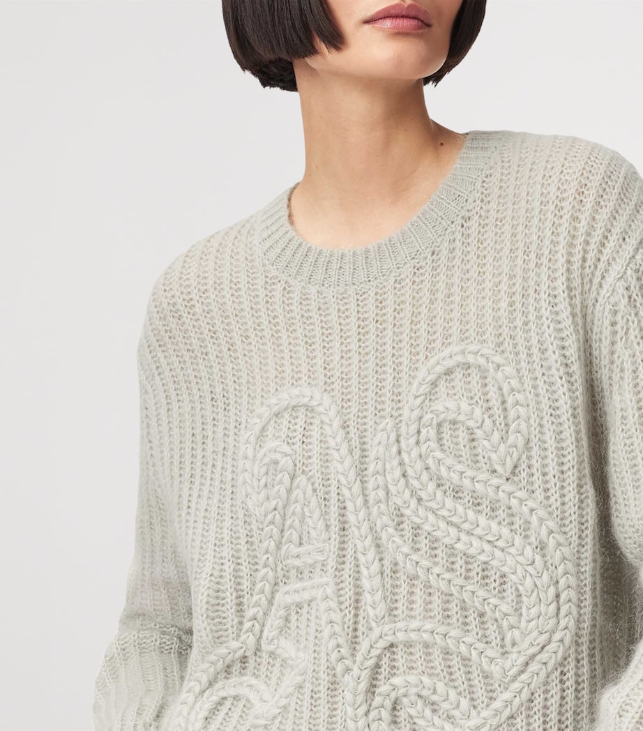 Wool-Blend Chain Sweater PALE LAUREL GREEN Image 7