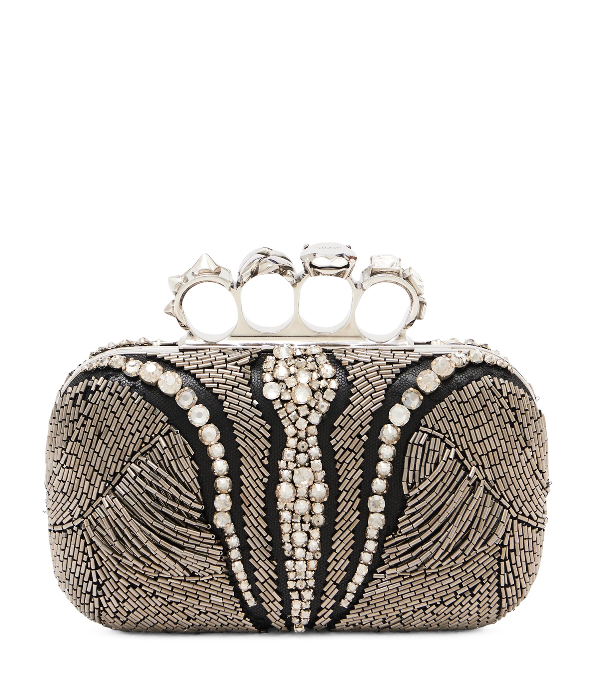 Alexander Mcqueen Embellished Four-ring Clutch Bag In Multi