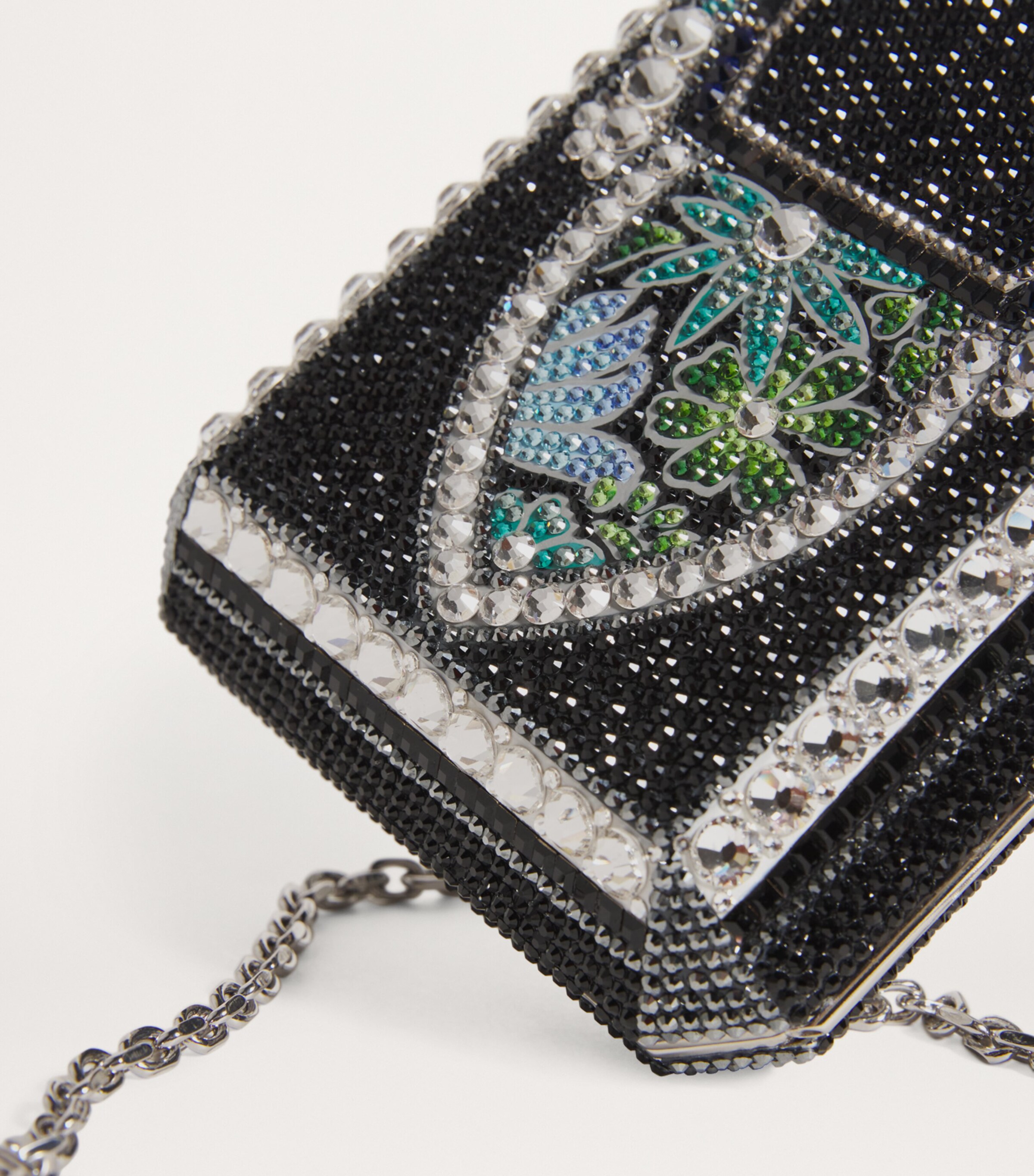 Slim Rectangle Lotus Gem Clutch Bag SJTMT SLVR JT MLTI Image 4