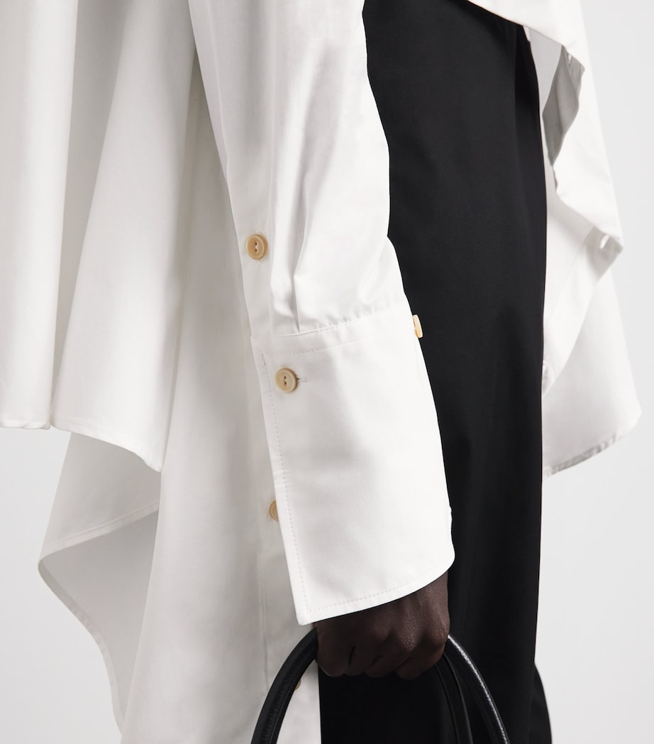 Palmer//Harding Womens Cotton Deconstructed Asymmetric Sonder Shirt Wht Whte Cttn Poplin Image 6
