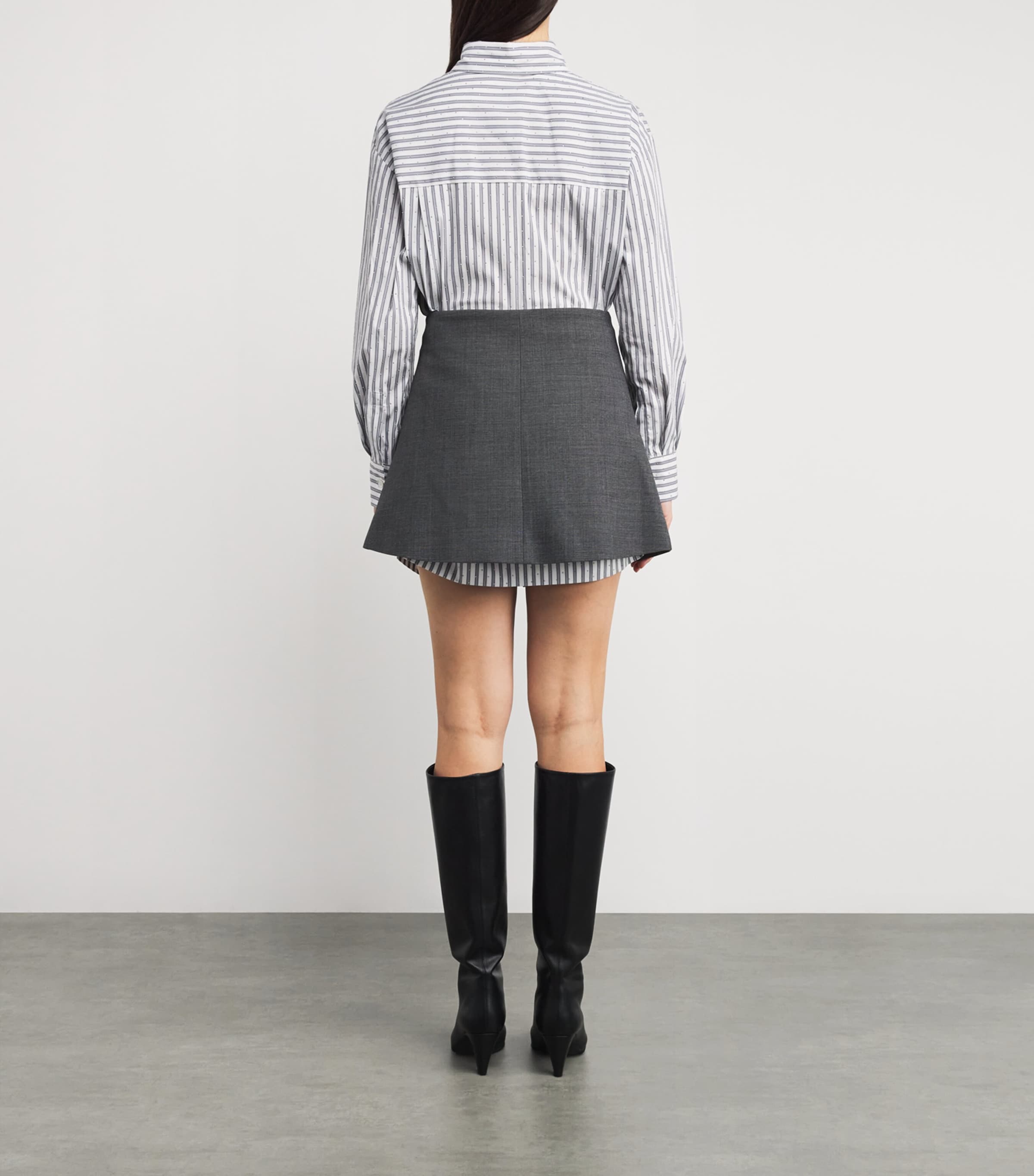 Stripe Shirt-Skirt Hybrid Mini Dress ECRU STRIPES Image 3