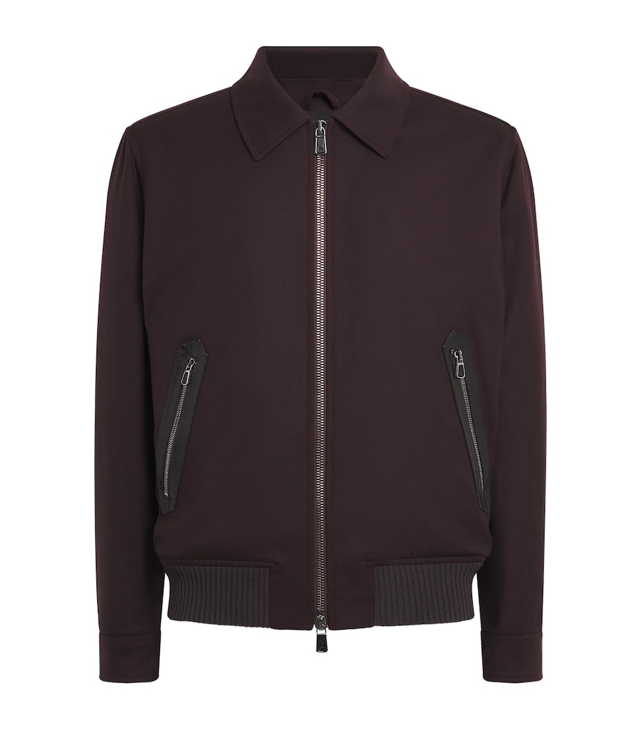 Isaia Mens Wool Padded Aviator Jacket Image 1