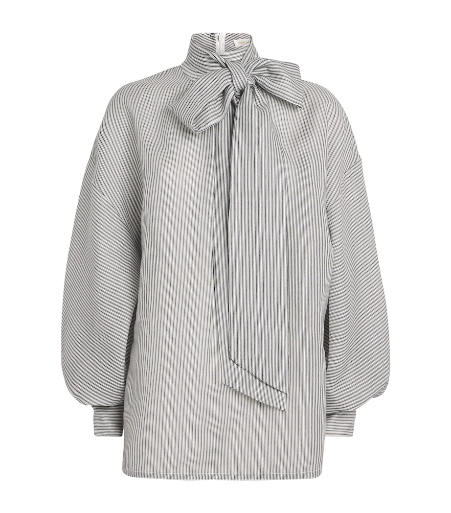 Silk-Cotton Hypnotic Blouse NAVY STRIPE Image 1