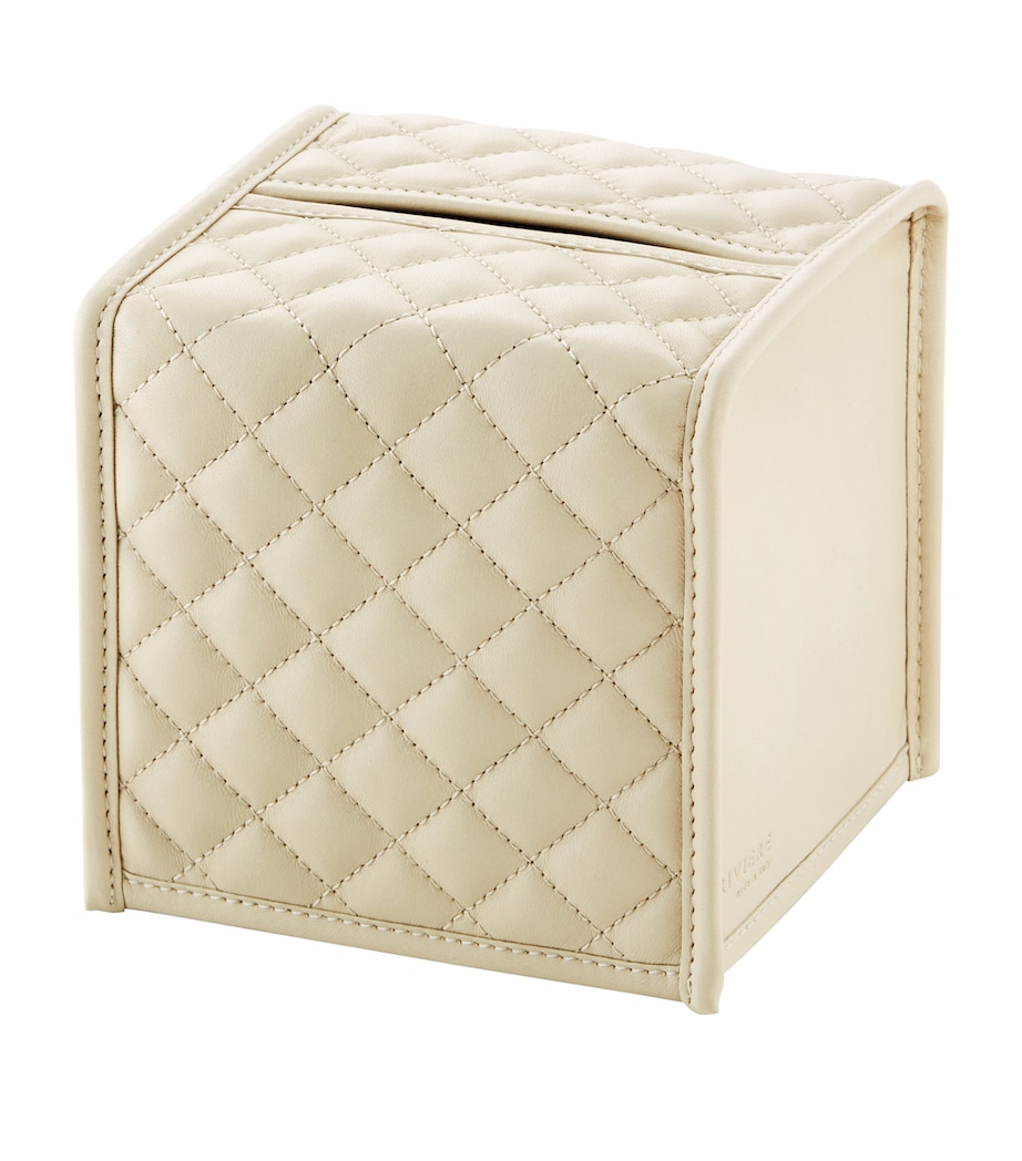 Quilted Leather Tissue Box IVORY Image 1