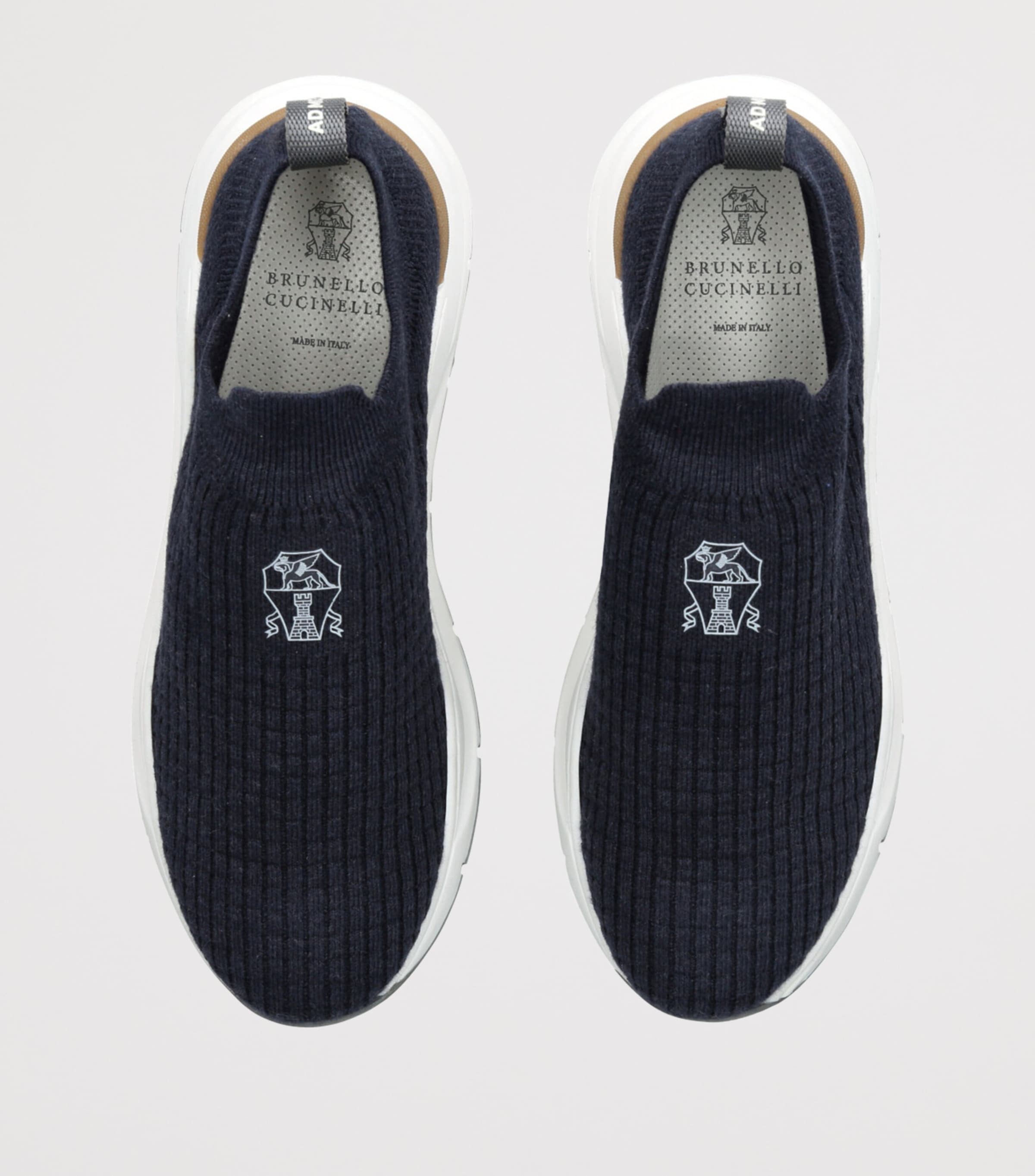 Brunello Cucinelli Cotton Knitted Slip-On Sneakers Navy Image 4