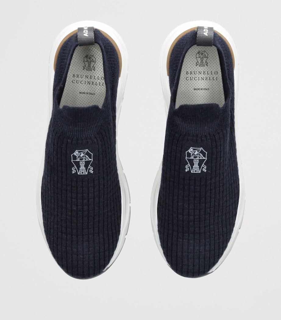 Brunello Cucinelli Cotton Knitted Slip-On Sneakers Navy Image 4