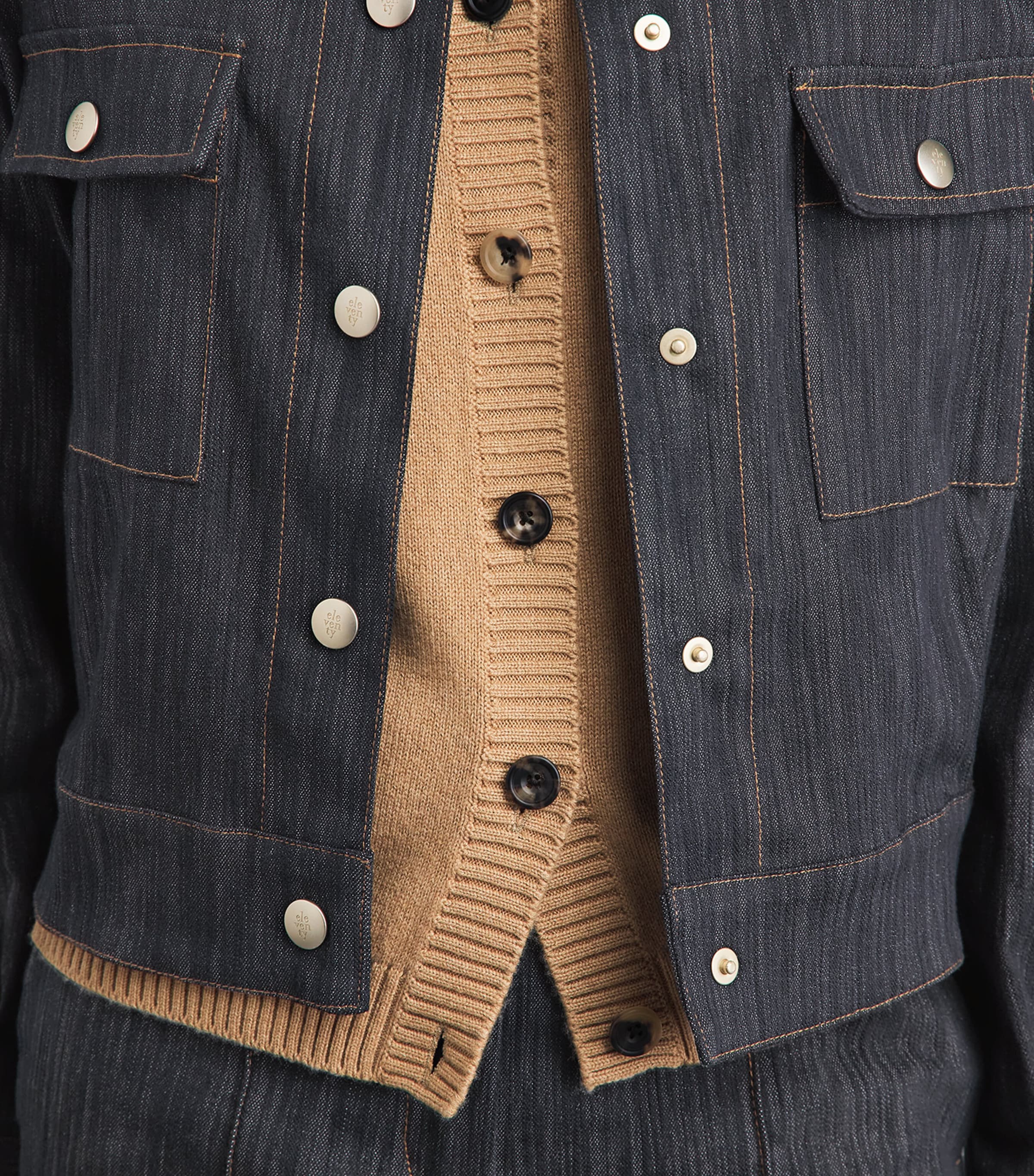 Eleventy Womens Chambray Twin-Pocket Jacket Blu Image 3