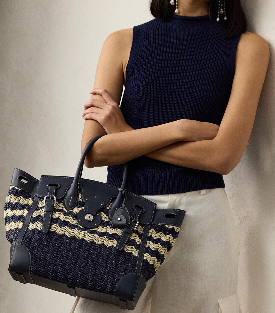 Straw Soft Ricky 33 Top-Handle Bag NAVY/NATURAL Image 5