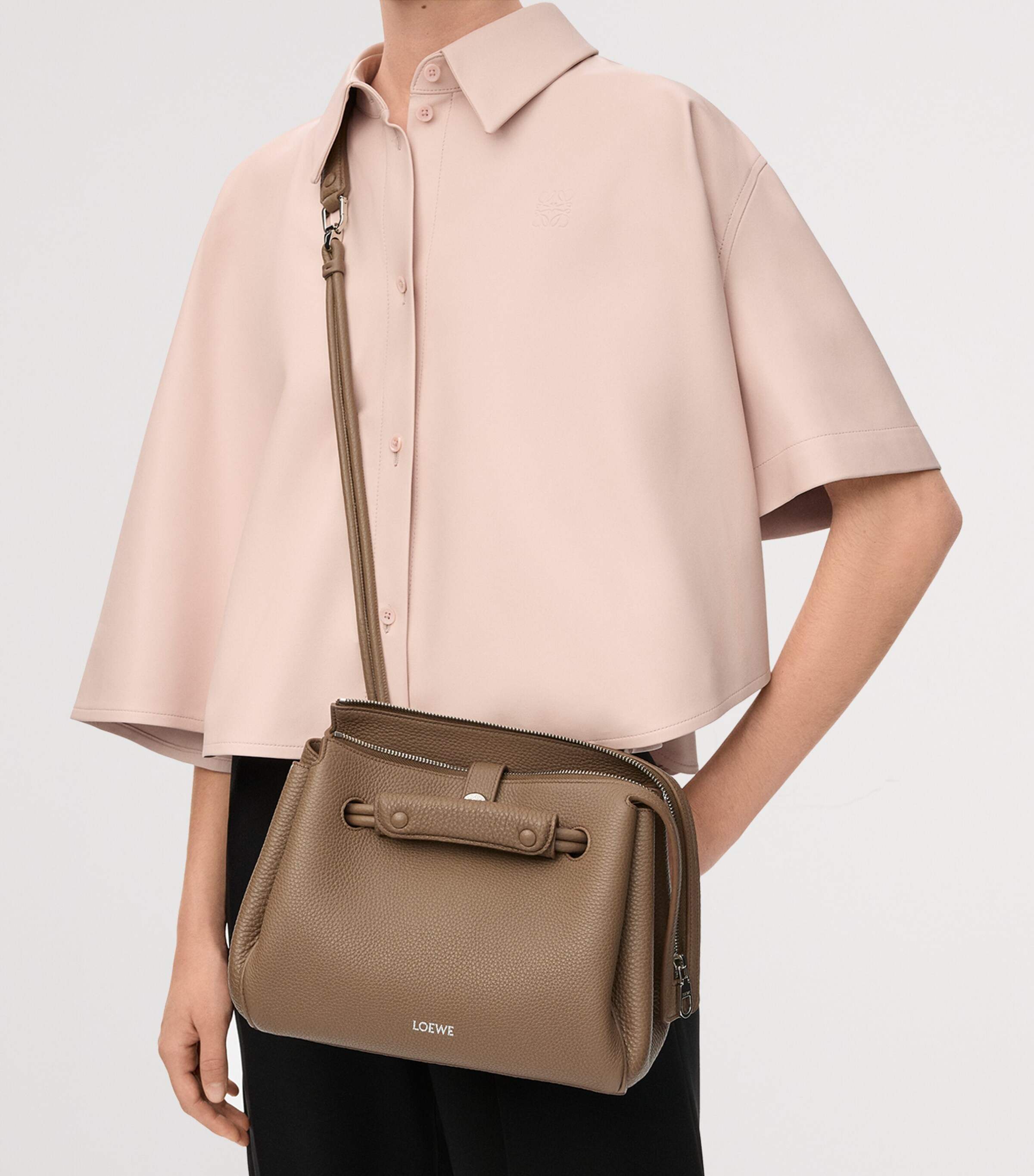 Small Grained Leather Madrid Shoulder Bag TAUPE Image 13