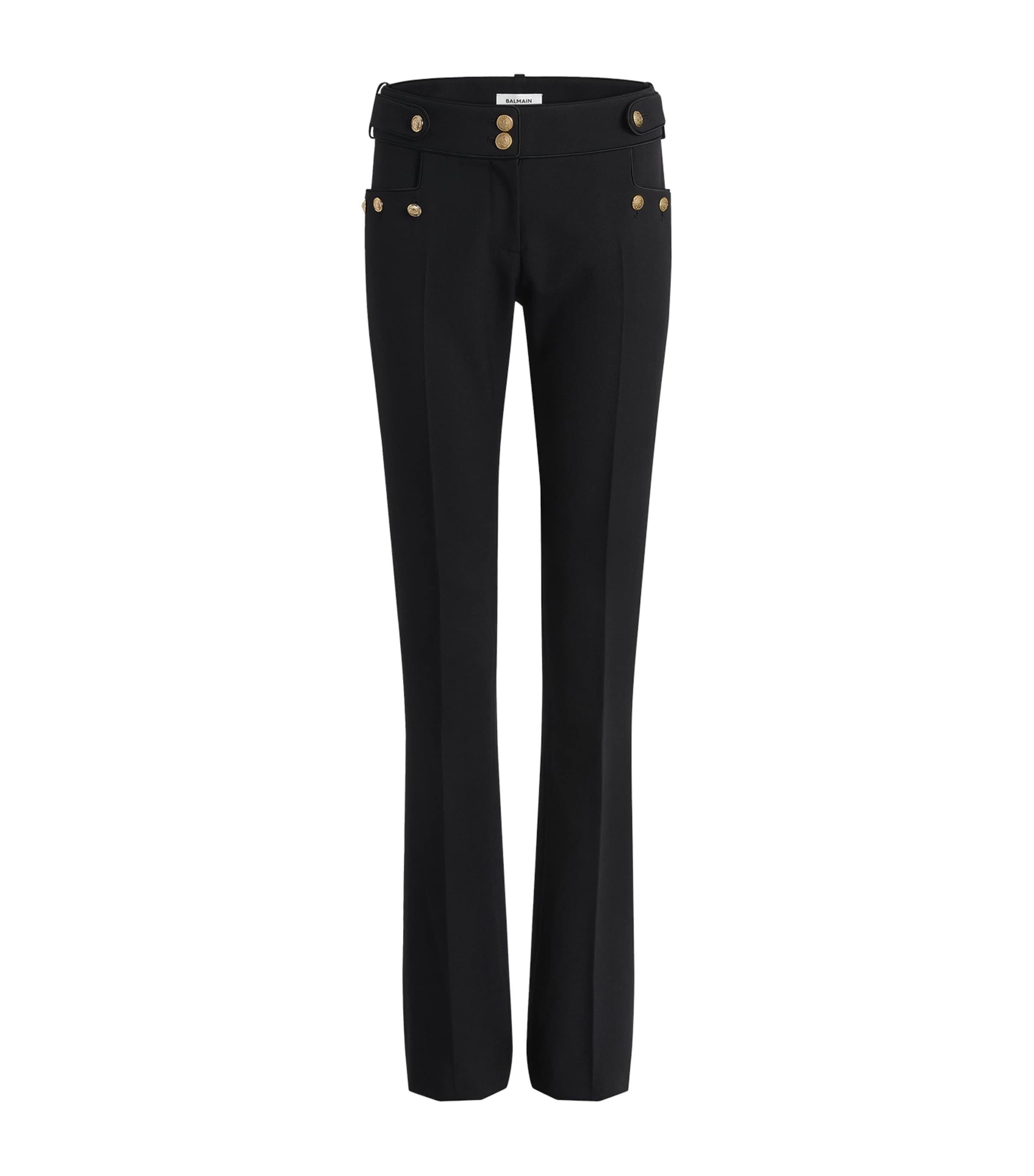 Balmain Womens Wool Gabardine Trousers Noir Image 1