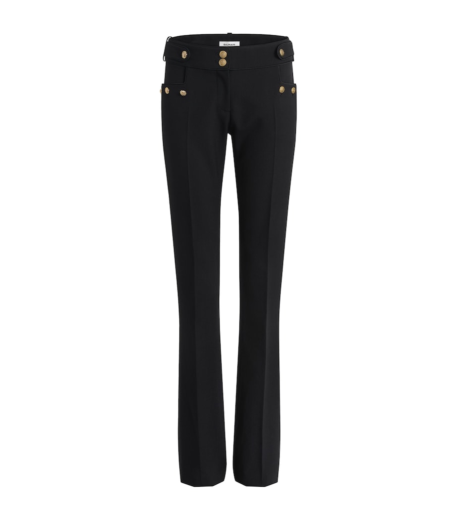 Balmain Womens Wool Gabardine Trousers Noir Image 1