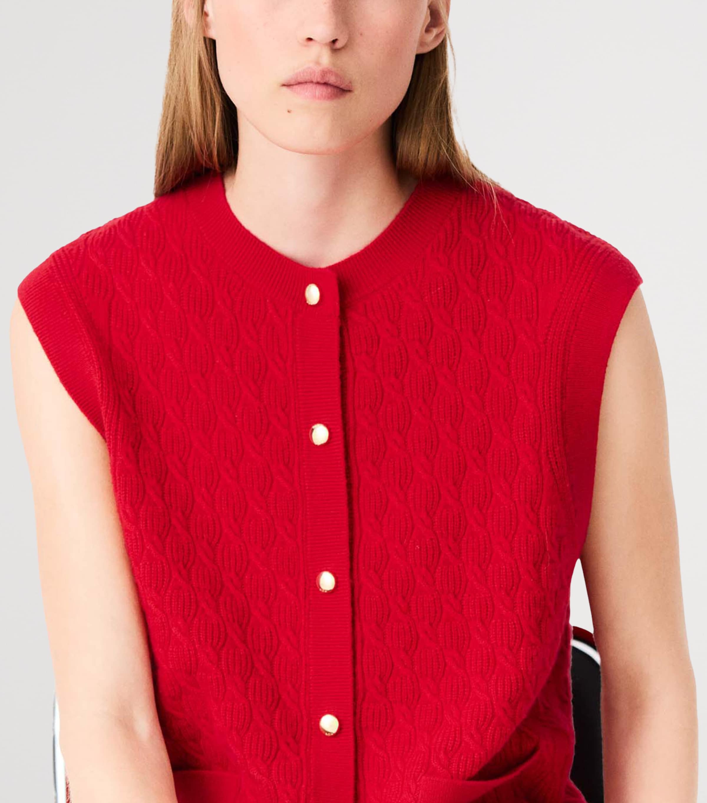 Maje Womens Wool-Cashmere Knitted Sweater Vest Red Image 6