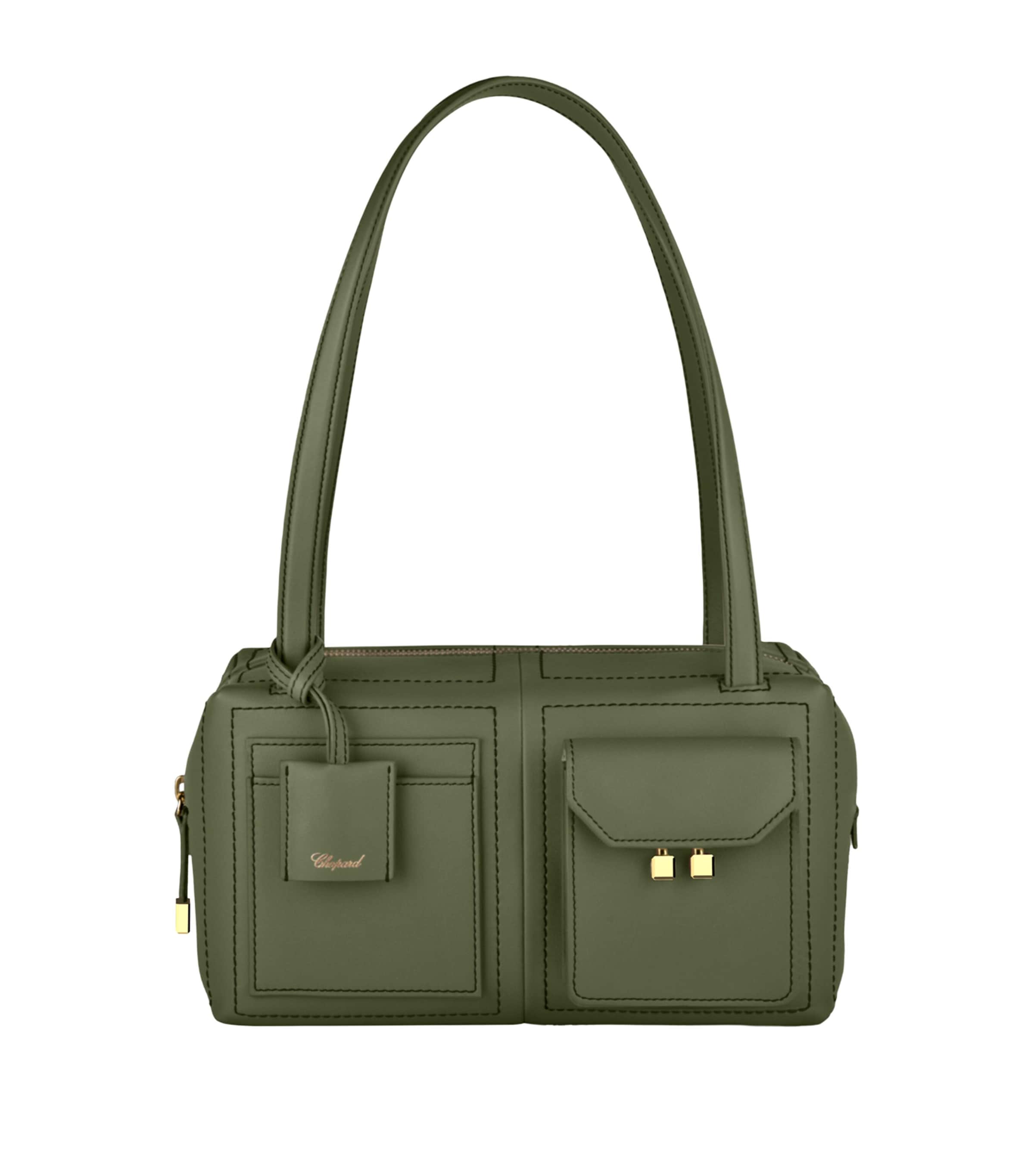 Leather Ice Cube Shoulder Bag GREEN Image 2